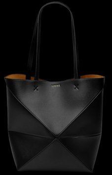 Cумка Loewe Medium Puzzle Fold Tote Bag in Shiny Calfskin Black 99363 фото