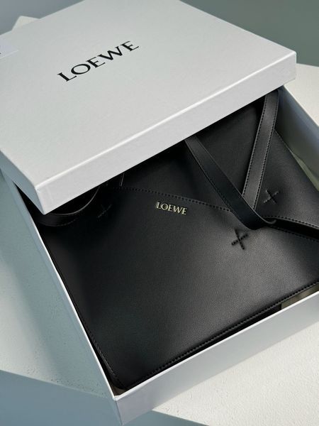 Cумка Loewe Medium Puzzle Fold Tote Bag in Shiny Calfskin Black 99363 фото