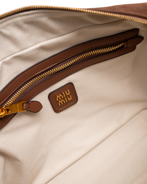 Сумка Miu Miu Beau Top-Handle Bag in Cocoa Brown Suede 466 фото