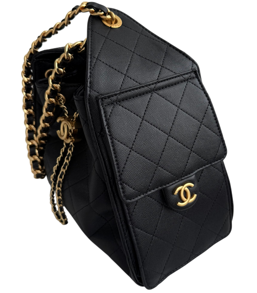 Сумка Chanel 25 Small Handbag in Black Grained Calfskin & Gold-Tone Metal 164 фото