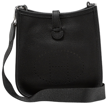 Сумка Hermes Evelyne TPM in Black Leather/Palladium Hardware 150 фото
