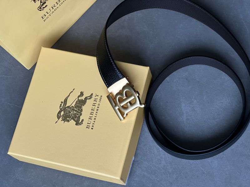 Ремінь Burberry Leather TB Belt Black/Gold 66176 фото