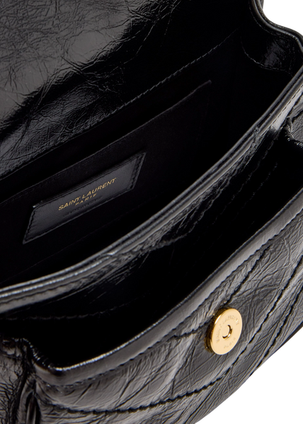 Сумка Saint Laurent Niki Baby Shoulder Bag in Black Quilted Crinkled Glossed Leather/Gold-Tone Hardware 627 фото