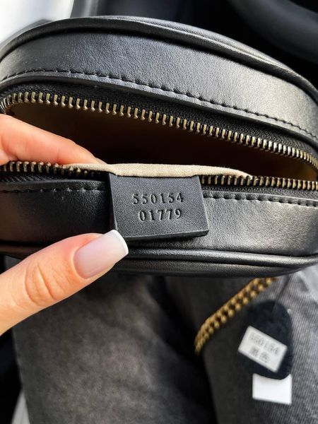Сумка Gucci GG Marmont Mini Round Shoulder Bag in Black Leather 0346 фото