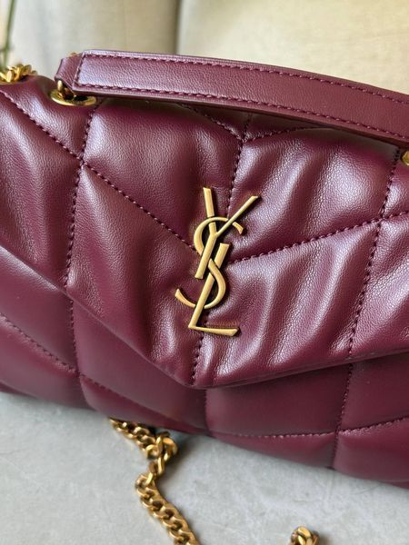 Сумка Saint Laurent Puffer Small Shoulder Bag in Burgundy Nappa Leather with Gold Hardware Premium 991303 фото