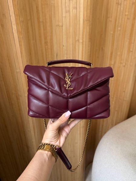 Сумка Saint Laurent Puffer Small Shoulder Bag in Burgundy Nappa Leather with Gold Hardware Premium 991303 фото