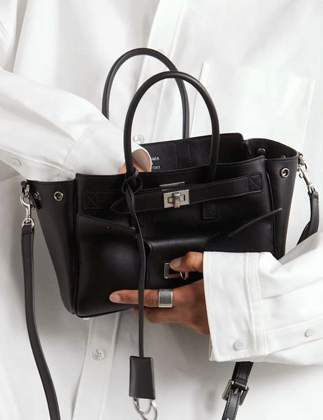 Сумка Balenciaga Bel Air Carry All Bag Mini in Black Smooth Calfskin/Aged-Silver Hardware 18021 фото