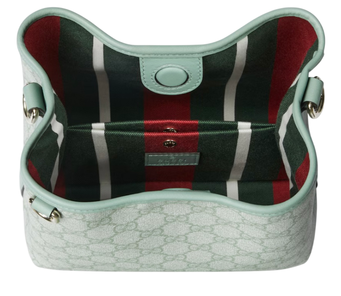 Сумка Gucci GG Emblem Small Bucket Bag in Sage Green Canvas 05028 фото