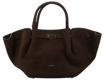 Сумка DeMellier The Midi New York Tote Bag in Mocha Suede & Mocha Smooth/Gold Hardware 0500 фото