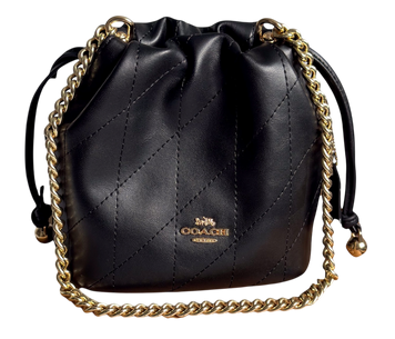 Сумка Coach Faye Mini Drawstring Bag with Quilting Black/Gold 012298 фото