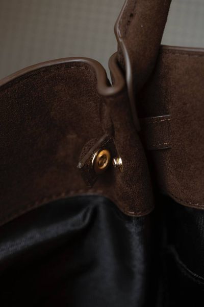 Сумка DeMellier The Midi New York Tote Bag in Mocha Suede & Mocha Smooth/Gold Hardware 0500 фото