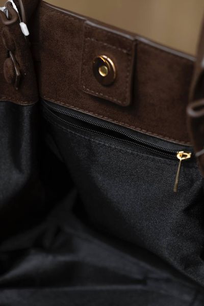 Сумка DeMellier The Midi New York Tote Bag in Mocha Suede & Mocha Smooth/Gold Hardware 0500 фото
