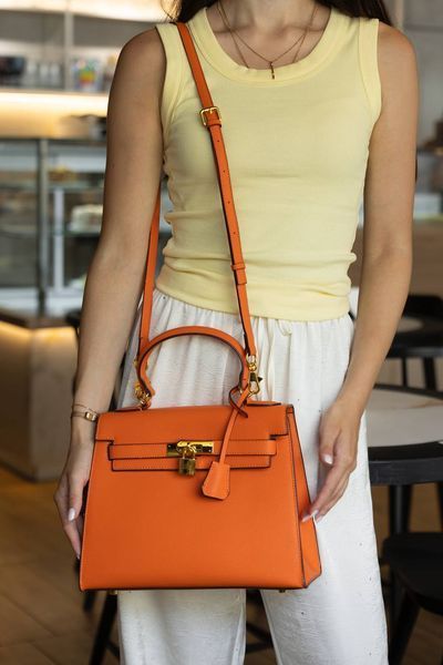 Сумка Hermes Kelly Sellier 28 in Orange Epsom/Gold Hardware 0537 фото