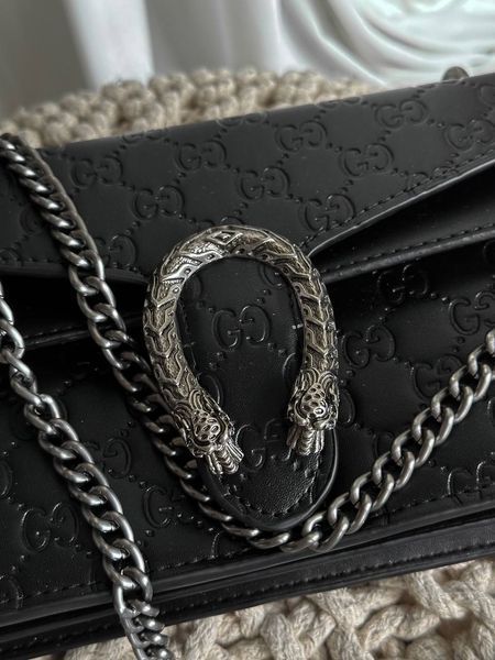 Сумка Gucci Dionysus Small Shoulder Bag in Black Textured Leather 0048 фото