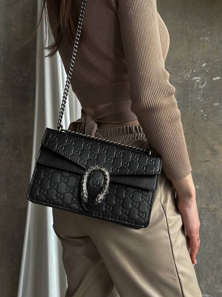 Сумка Gucci Dionysus Small Shoulder Bag in Black Textured Leather 0048 фото