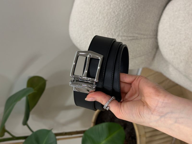 Ремінь Burberry Reversible Leather Belt Black/Silver 66170 фото