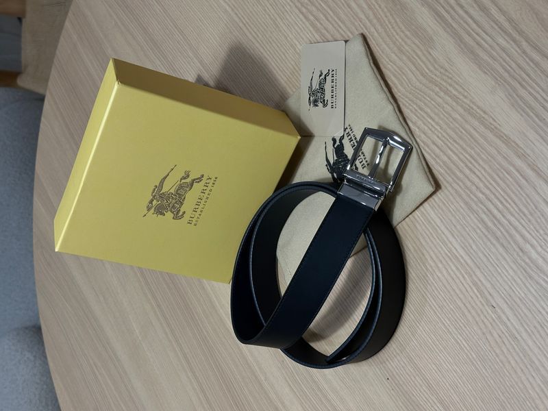 Ремінь Burberry Reversible Leather Belt Black/Silver 66170 фото