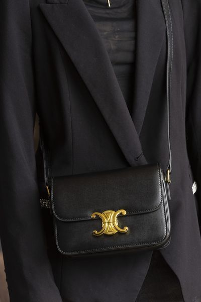 Сумка Celine Classique Triomphe Teen Crossbody Bag in Black Calfskin/Gold Hardware 0323 фото