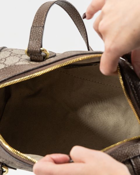 Сумка Gucci Ophidia Medium Boston Bag Beige and Dark Brown GG Monogram Coated Fabric/Brown Leather Trim 0372 фото