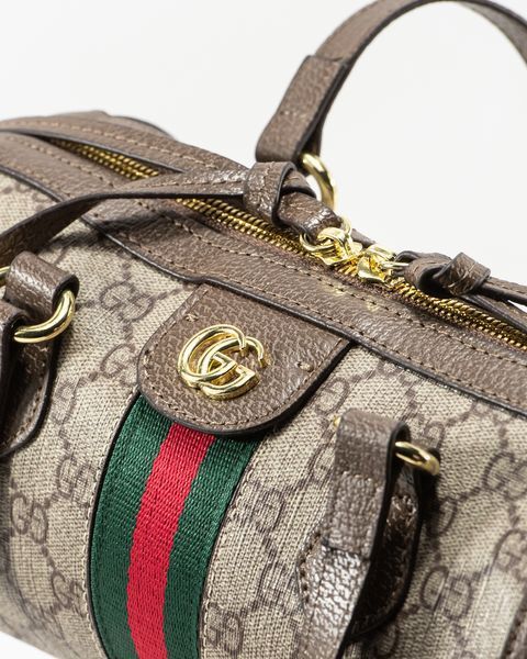 Сумка Gucci Ophidia Medium Boston Bag Beige and Dark Brown GG Monogram Coated Fabric/Brown Leather Trim 0372 фото