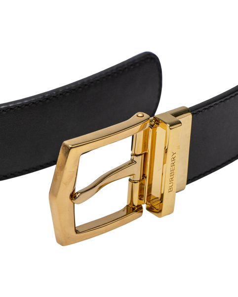 Ремень Burberry Reversible Leather Belt Black/Gold 66170 фото