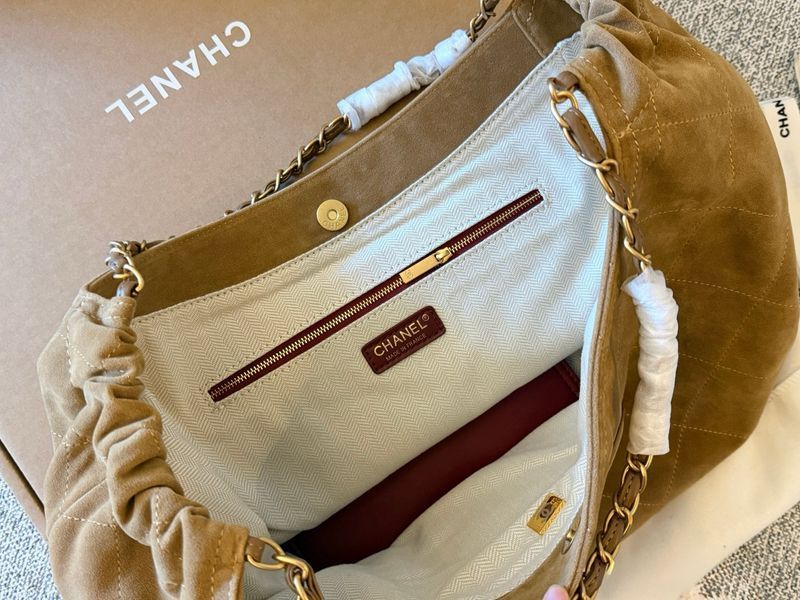 Сумка Chanel Neo Cabas Shopping Tote Bag in Dark Beige Suede with Gold Hardware Premium Quality 675 фото
