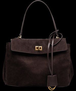 Сумка Balenciaga Rodeo Small Handbag in Brown Suede/Gold Hardware 99669 фото
