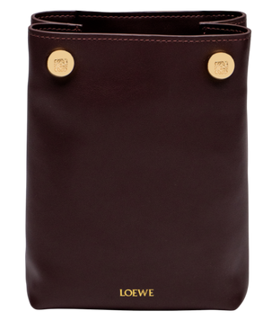 Cумка Loewe Pebble Pouch Bag in Burgundy Smooth Calfskin 484 фото