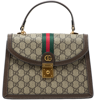 Сумка Gucci Ophidia Medium Top Handle Bag Brown and Ebony GG Supreme Canvas/Brown Leather Trim 0402 фото