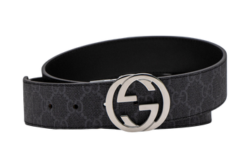 Ремінь Gucci Belt with Interlocking G Buckle Grey Canvas/Silver 66168 фото