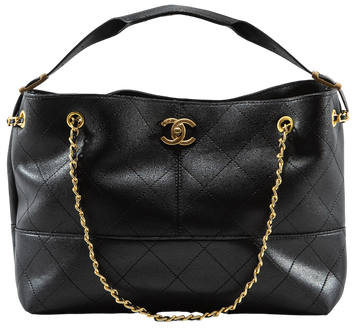 Сумка Chanel Hobo Shopping Tote Bag 35 in Quilted Calfskin Black/Gold Hardware 596 фото