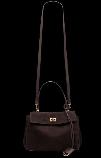 Сумка Balenciaga Rodeo Small Handbag in Brown Suede/Gold Hardware 99669 фото