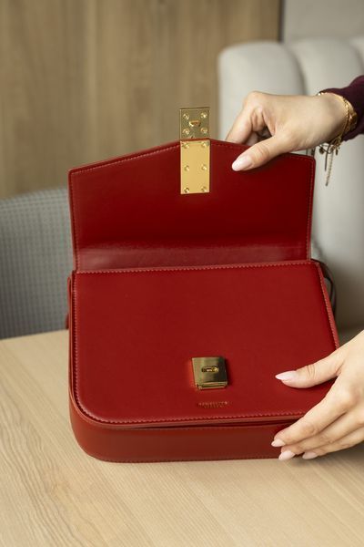 Cумка DeMellier The Vancouver Shoulder Bag in Smooth Leather Red 0496 фото