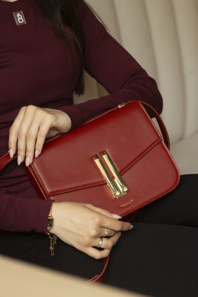 Cумка DeMellier The Vancouver Shoulder Bag in Smooth Leather Red 0496 фото
