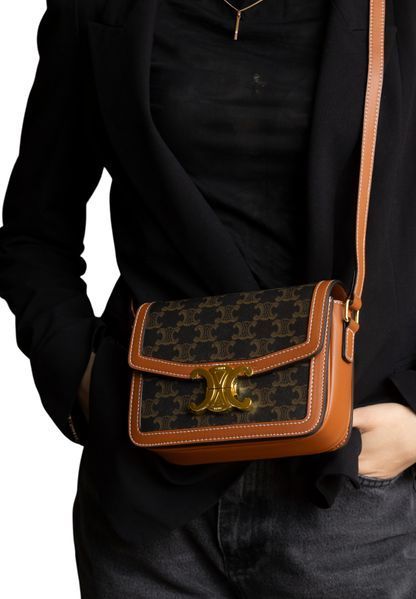 Сумка Celine Classique Triomphe Teen Crossbody Bag in Triomphe Canvas and Calfskin 0262 фото