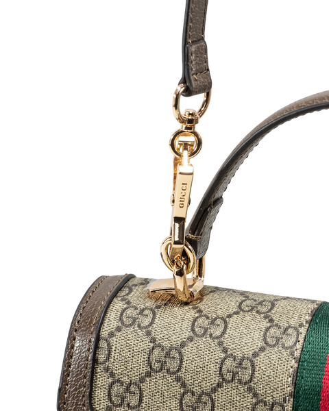 Сумка Gucci Ophidia Medium Top Handle Bag Brown and Ebony GG Supreme Canvas/Brown Leather Trim 0402 фото