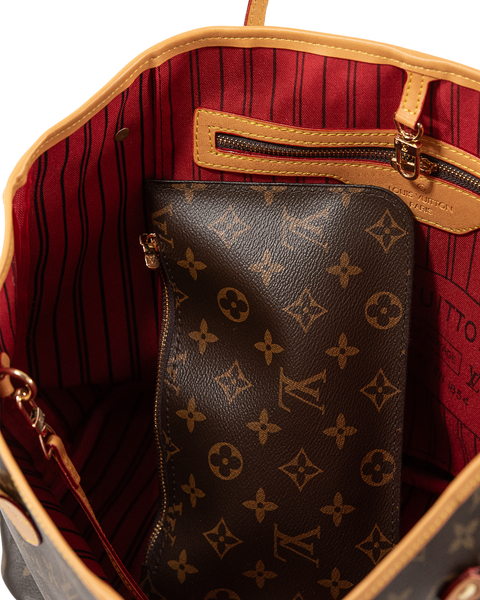Сумка Louis Vuitton Neverfull MM in Brown Monogram Coated Canvas/Cerise Red 0173 фото