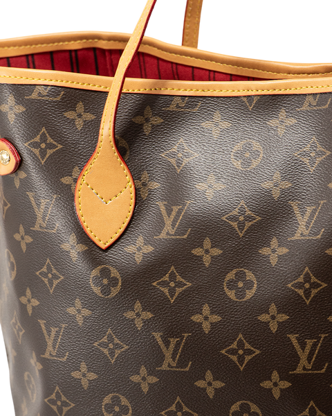 Сумка Louis Vuitton Neverfull MM in Brown Monogram Coated Canvas/Cerise Red 0173 фото