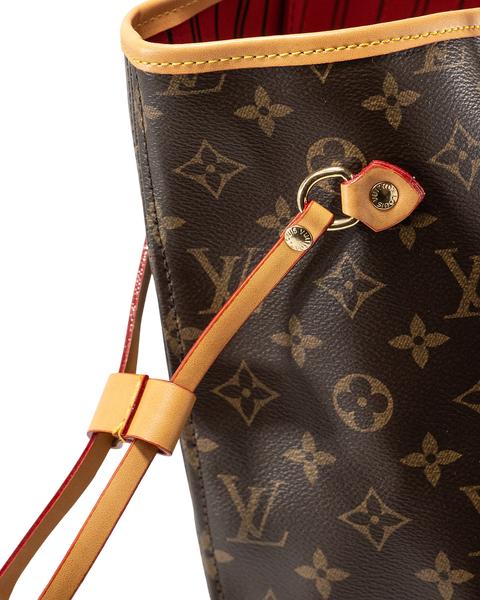 Сумка Louis Vuitton Neverfull MM in Brown Monogram Coated Canvas/Cerise Red 0173 фото