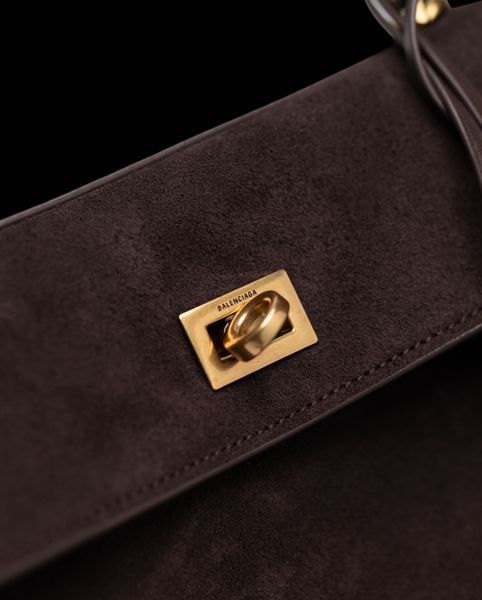 Сумка Balenciaga Rodeo Small Handbag in Brown Suede/Gold Hardware 99669 фото