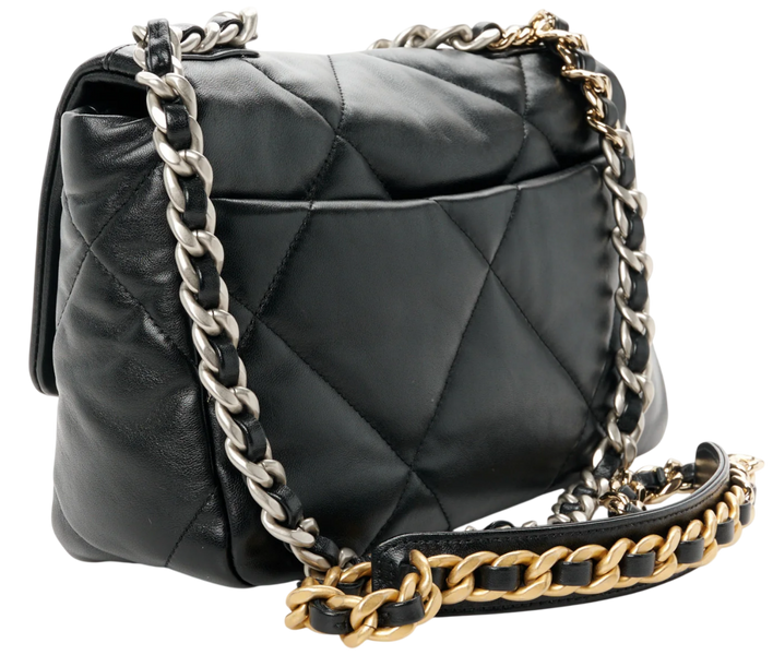Cумка Chanel 19 Flap Bag in Black Quilted Lambskin/Silver-Gold Hardware 443 фото