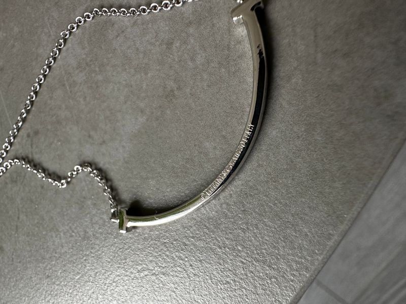 Підвіска Tiffany T Smile Pendant in White Gold 18k with Diamonds 0401 фото