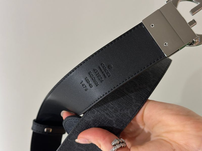 Ремінь Gucci Belt with Interlocking G Buckle Grey Canvas/Silver 66168 фото