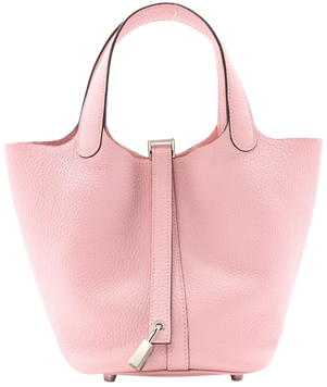 Сумка Hermes Picotin Lock 18 PM Bag in Rose Sakura Taurillon Clemence Leather/Palladium Hardware 411 фото