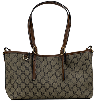 Сумка Gucci GG Emblem Medium Tote Bag Beige and Brown Monogram Coated Canvas 595 фото