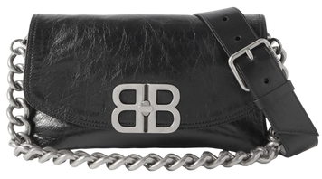 Сумка Balenciaga BB Soft Small Flap Shoulder Bag in Black Crinkled Leather/Palladium Hardware 012603 фото