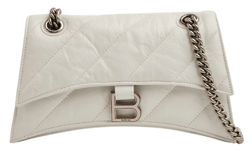 Cумка Balenciaga Crush Small Chain Bag in White Quilted Leather/Silver Chain 18018 фото