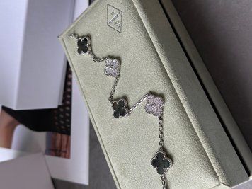 Браслет Van Cleef & Arpels Bracelet Vintage Alhambra Blue Chalcedony 18K White Gold JW0114 фото