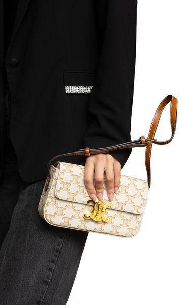 Сумка Celine Triomphe Shoulder Bag in Canvas White 0316 фото