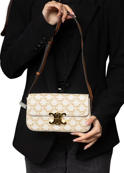 Сумка Celine Triomphe Shoulder Bag in Canvas White 0316 фото